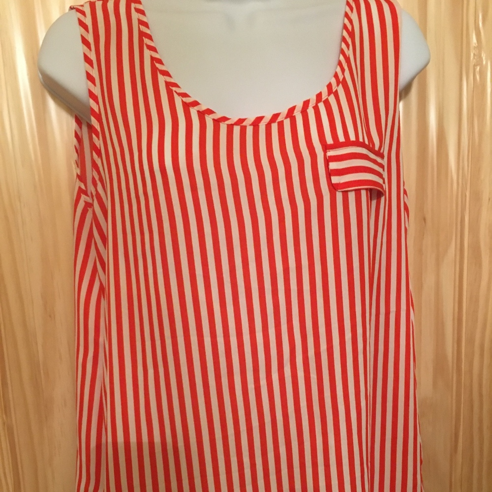 Orange/White Stripe Dressy Top